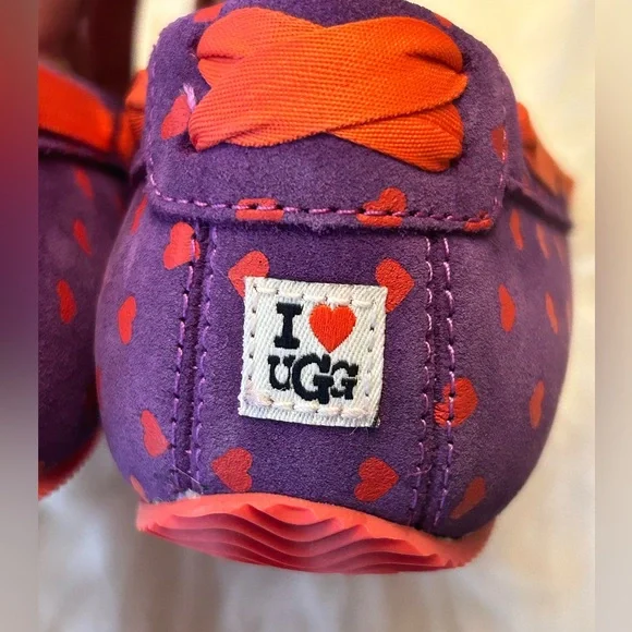 UGG Purple and Red Heart Slippers - Picture 5 of 8